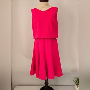 TAYLOR  Hot Pink V Neck Midi Sleeveless Dress. Size 10